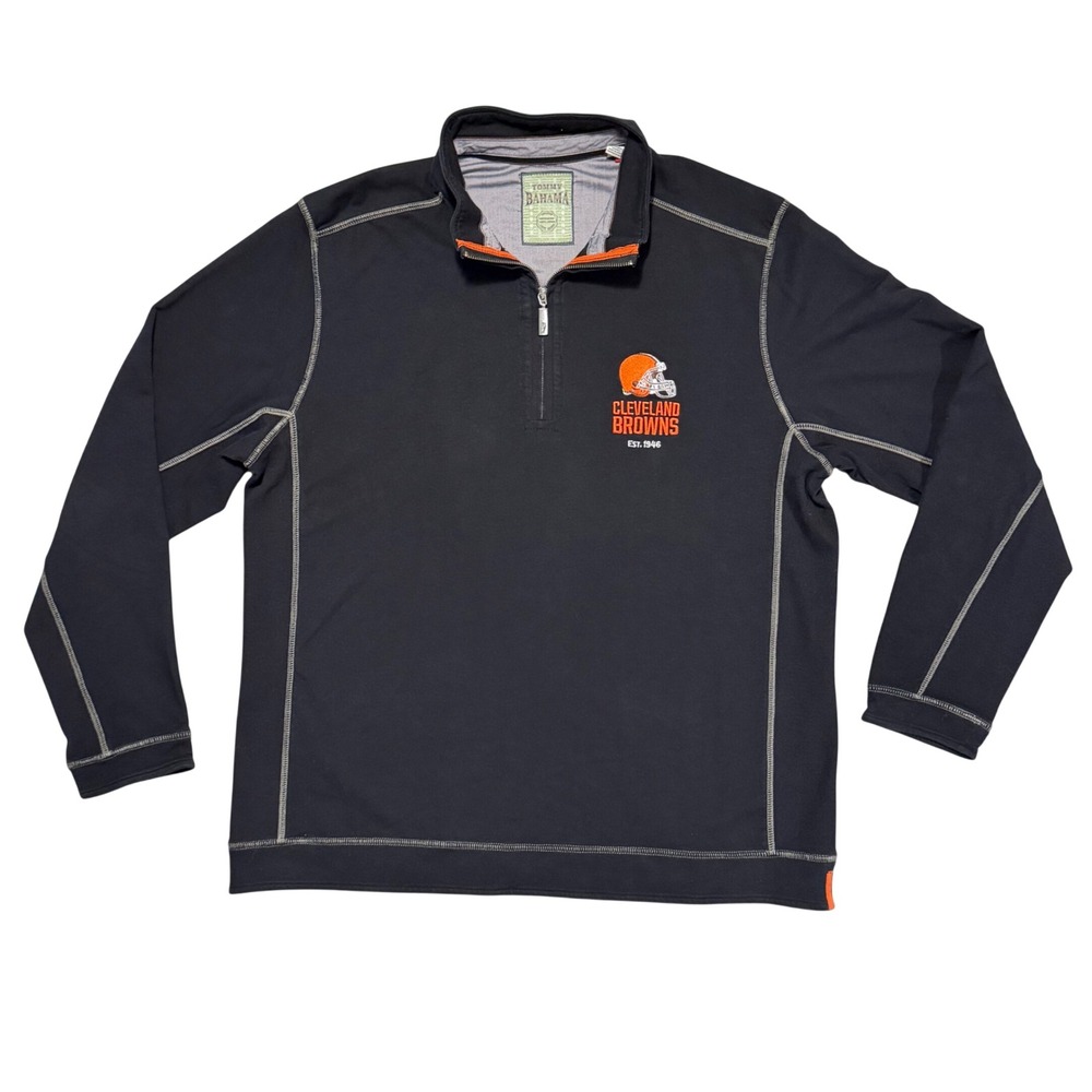 Tommy Bahama Cleveland Browns Sweatshirt Men's XL Black NFL Quarter Zip Pullover